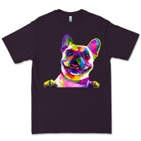 Plum frenchie french bulldog pop art portrait bouledogue t shirt Premium Tee - linhVisuals