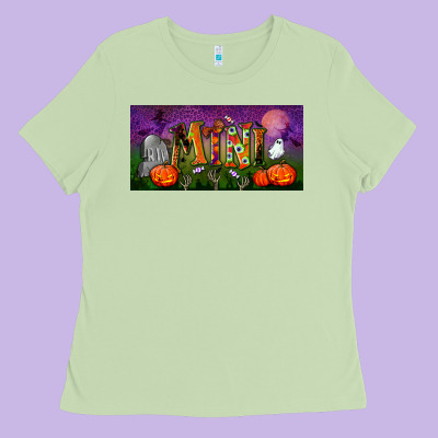 Halloween Mini License Plate Ladies Tee Designed By Bundleandbundleshop