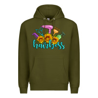 Army Green hairboss western sunflowers hairdresser Premium Hoodie - Artiststas