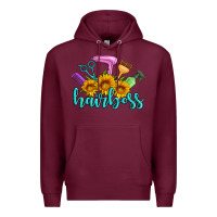 Burgundy hairboss western sunflowers hairdresser Premium Hoodie - Artiststas
