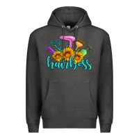 Charcoal Heather hairboss western sunflowers hairdresser Premium Hoodie - Artiststas