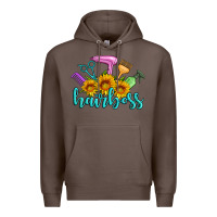 Coffee hairboss western sunflowers hairdresser Premium Hoodie - Artiststas