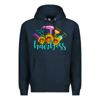 Navy hairboss western sunflowers hairdresser Premium Hoodie - Artiststas