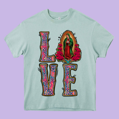 Love Lady Of Guadalupe Heavy Core Tee Designed By Jasminsmagicworld
