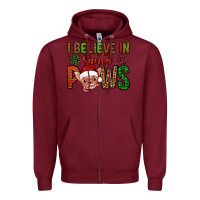 Burgundy i believe in santa paws chihuahuha Zipper Hoodie - Jasminsmagicworld