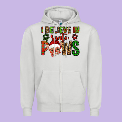 I Believe In Santa Paws Chihuahuha Zipper Hoodie Designed By Jasminsmagicworld