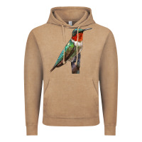 Vintage Coffee Ruby Throated Hummingbird Bird Vintage Hoodie - LillyAllenDesigns