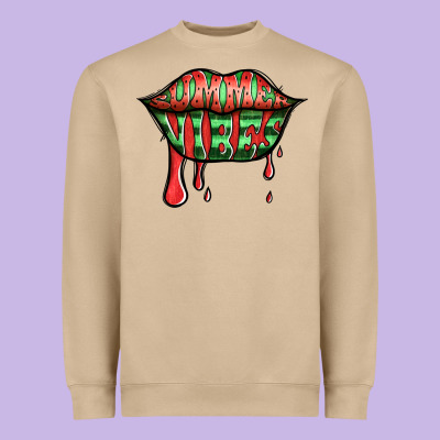Summer Vibes Watermelon Lips Heavyweight Sweatshirt Designed By Jasminsmagicworld