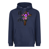 Navy he is risen matthew 28 6 Heavyweight Hoodie - Jasminsmagicworld