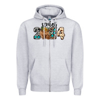 Heather Grey Western Senior 2024 cow Zipper Hoodie - RanaPortraitStore