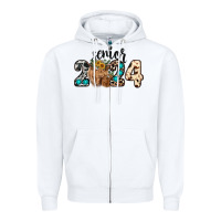White Western Senior 2024 cow Zipper Hoodie - RanaPortraitStore