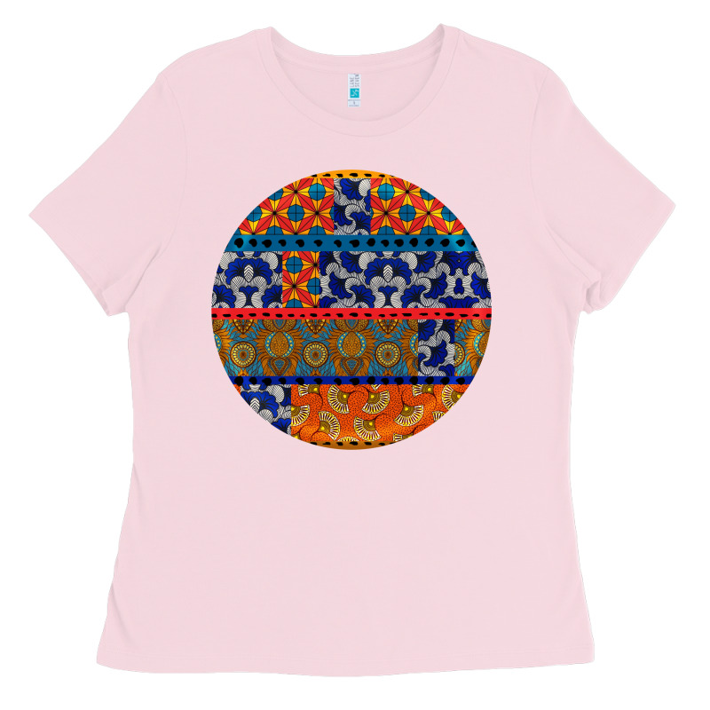 African Fabric Pattern Round Earrings Ladies Tee by BundleAndBundleShop | Teevron
