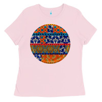 Bubblegum Pink african fabric pattern round earrings Ladies Tee - BundleAndBundleShop