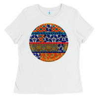 White african fabric pattern round earrings Ladies Tee - BundleAndBundleShop
