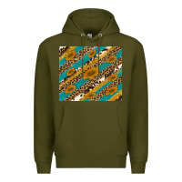 Army Green leopard cowhide  leather sunflowers Premium Hoodie - Artiststas