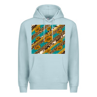 Blue Mist leopard cowhide  leather sunflowers Premium Hoodie - Artiststas