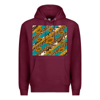 Burgundy leopard cowhide  leather sunflowers Premium Hoodie - Artiststas