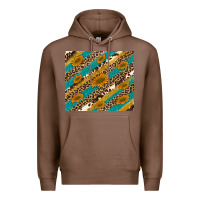 Chestnut leopard cowhide  leather sunflowers Premium Hoodie - Artiststas