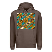 Coffee leopard cowhide  leather sunflowers Premium Hoodie - Artiststas