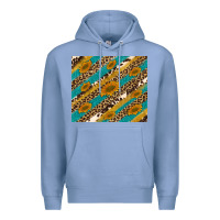 Colony Blue leopard cowhide  leather sunflowers Premium Hoodie - Artiststas