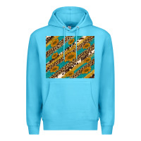 Ocean Blue leopard cowhide  leather sunflowers Premium Hoodie - Artiststas