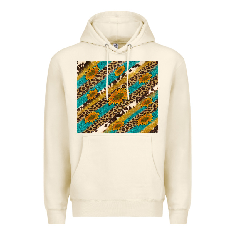 Leopard Cowhide  Leather Sunflowers Premium Hoodie by Artiststas | Teevron