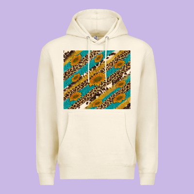 Leopard Cowhide  Leather Sunflowers Premium Hoodie Designed By Artiststas