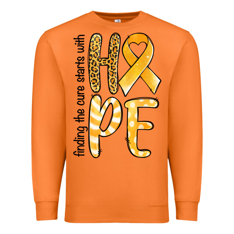 Finding The Cure Starts With Hope Childhood Cancer Awareness Premium Sweatshirt by Jasminsmagicworld | Teevron