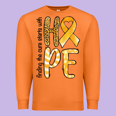 Finding The Cure Starts With Hope Childhood Cancer Awareness Premium Sweatshirt Designed By Jasminsmagicworld