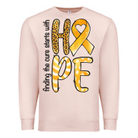 Pale Pink finding the cure starts with hope childhood cancer awareness Premium Sweatshirt - Jasminsmagicworld