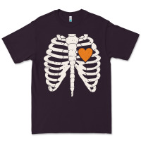 Skeleton Rib Case Orange Pumpkin Heart Vintage Halloween Anatomy Costu Premium Tee | Teevron
