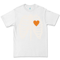 White skeleton rib case orange pumpkin heart vintage halloween anatomy costu Premium Tee - linhVisuals