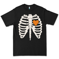 Black skeleton rib case orange pumpkin heart vintage halloween anatomy costu Premium Tee - linhVisuals