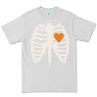 Dove Grey skeleton rib case orange pumpkin heart vintage halloween anatomy costu Premium Tee - linhVisuals