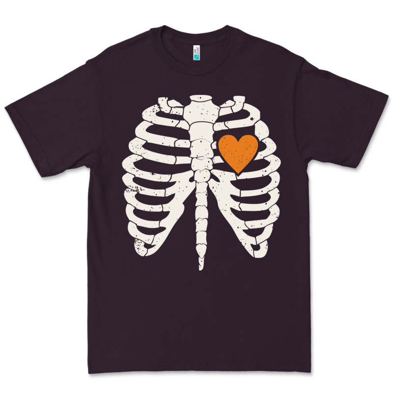 Skeleton Rib Case Orange Pumpkin Heart Vintage Halloween Anatomy Costu Premium Tee by linhVisuals | Teevron