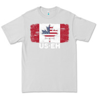 Dove Grey us eh american canadian flag canada day leaf with usa flag inside Premium Tee - linhVisuals