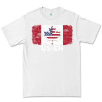 White us eh american canadian flag canada day leaf with usa flag inside Premium Tee - linhVisuals
