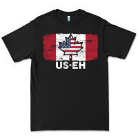 Black us eh american canadian flag canada day leaf with usa flag inside Premium Tee - linhVisuals