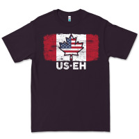 Us Eh American Canadian Flag Canada Day Leaf With Usa Flag Inside Premium Tee | Teevron