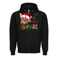 Black merry pawmas christmas chihuahua Zipper Hoodie - Jasminsmagicworld