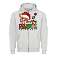 Dove Grey merry pawmas christmas chihuahua Zipper Hoodie - Jasminsmagicworld