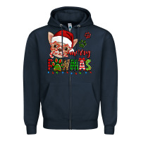 Navy merry pawmas christmas chihuahua Zipper Hoodie - Jasminsmagicworld