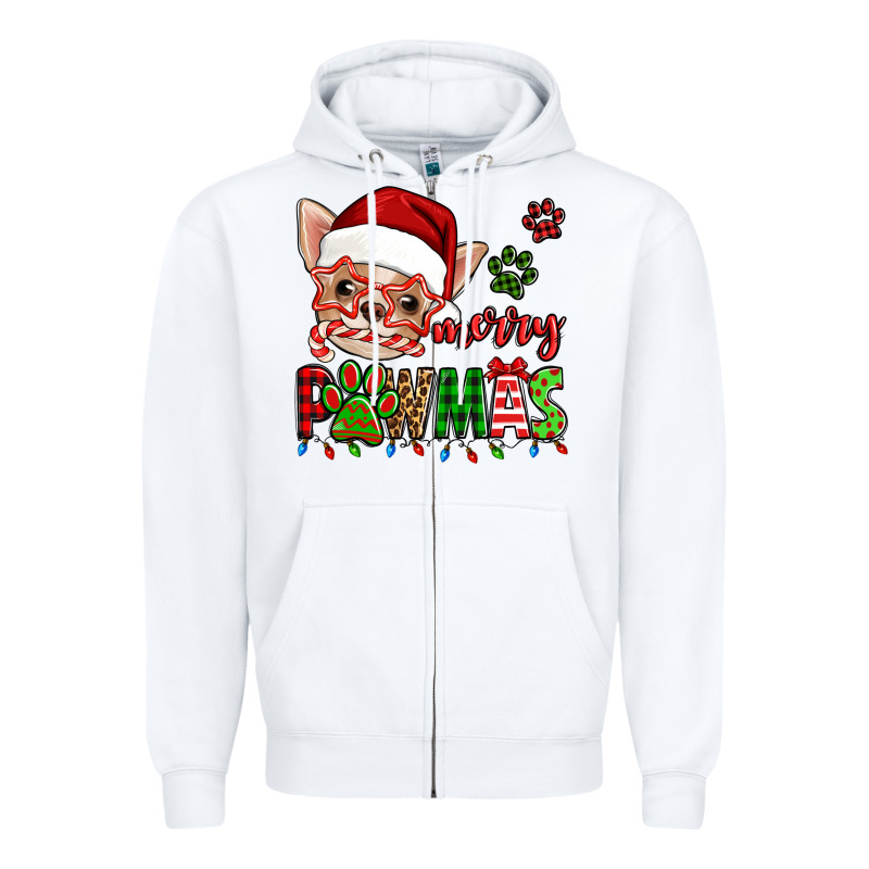 Merry Pawmas Christmas Chihuahua Zipper Hoodie by Jasminsmagicworld | Teevron