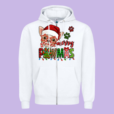 Merry Pawmas Christmas Chihuahua Zipper Hoodie Designed By Jasminsmagicworld