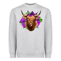 Heather Grey halloween highland cow Heavyweight Sweatshirt - Jasminsmagicworld
