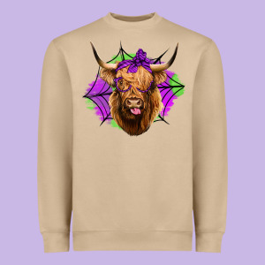 Halloween Highland Cow Heavyweight Sweatshirt Designed By Jasminsmagicworld