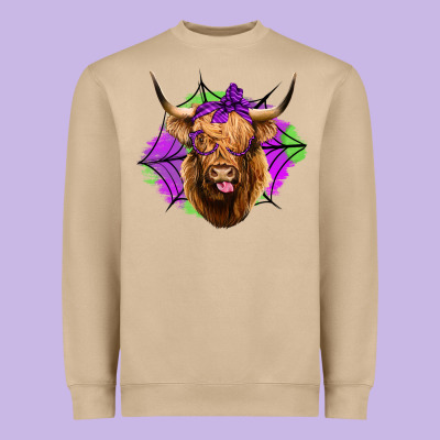 Halloween Highland Cow Heavyweight Sweatshirt Designed By Jasminsmagicworld