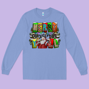 Merry Christmas Yall Long Sleeve Tee Designed By Cowhidedigitalart