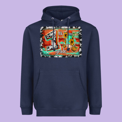 Western Back To School 1st Grade Heavyweight Hoodie Designed By Jasminsmagicworld