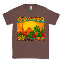 Chestnut desert sunset with cactus sunflowers and leopard Classic Tee - Artiststas